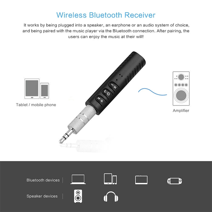 Receptor de audio Bluetooth Lavalier de 3,5 mm con adaptador de metal