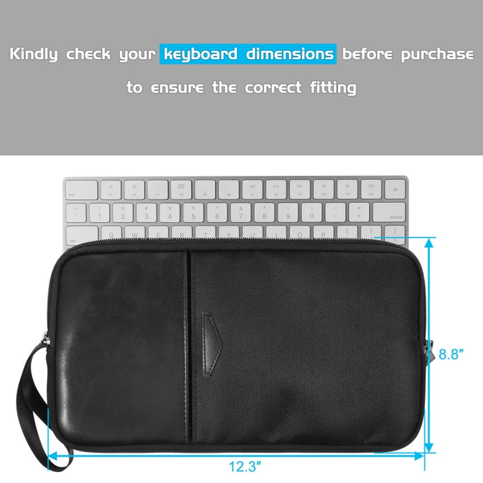 Bolsa de almacenamiento de teclado portátil con cremallera impermeable de nailon y cuero PU Universal para teclado inalámbrico Apple A1314 y teclado mágico A1644
