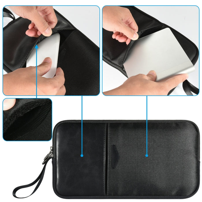 Bolsa de almacenamiento de teclado portátil con cremallera impermeable de nailon y cuero PU Universal para teclado inalámbrico Apple A1314 y teclado mágico A1644
