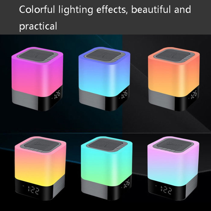 MUSKY Altavoz inalámbrico Bluetooth Despertador de cabecera Sensor táctil Lámpara de noche Mini altavoz