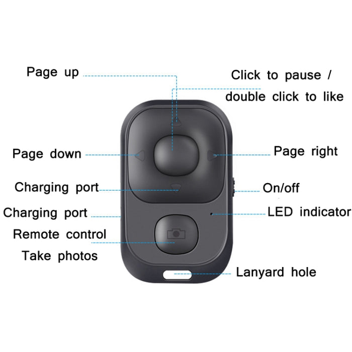 CDY001 Multifuncional USB Recargable Bluetooth Selfie Control Remoto