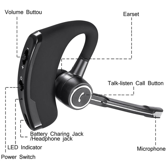 Lymoc V8S Business Bluetooth Auricular inalámbrico Coche Bluetooth V4.1 Teléfono Manos libres MIC Música para iPhone Xiaomi Samsung