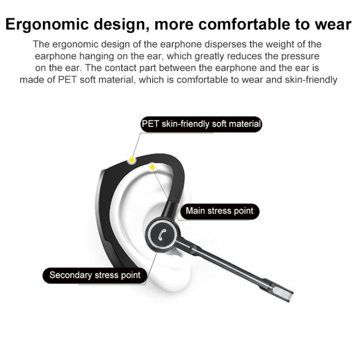 Lymoc V8S Business Bluetooth Auricular inalámbrico Coche Bluetooth V4.1 Teléfono Manos libres MIC Música para iPhone Xiaomi Samsung