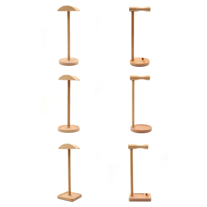 AM-EJZJ001 Soporte de escritorio para auriculares de madera maciza, estilo: