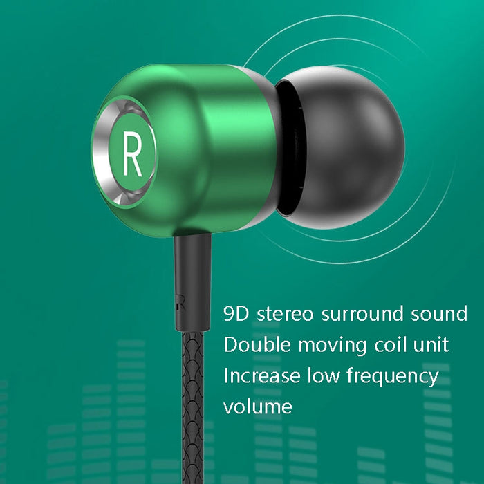2 PCS TS6000 3.5mm Metal Codo In-Ear Auricular de control con cable con micrófono