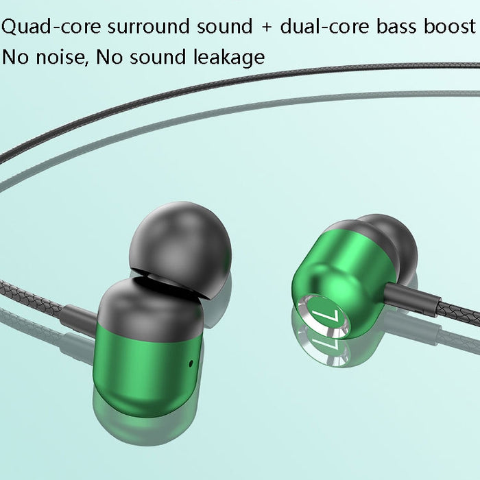 2 PCS TS6000 3.5mm Metal Codo In-Ear Auricular de control con cable con micrófono