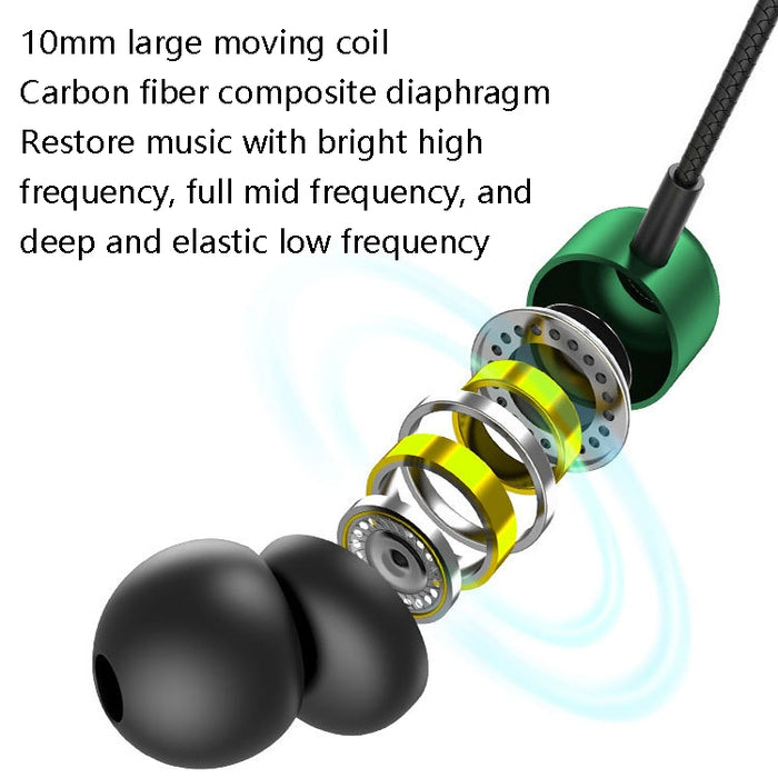2 PCS TS6000 3.5mm Metal Codo In-Ear Auricular de control con cable con micrófono