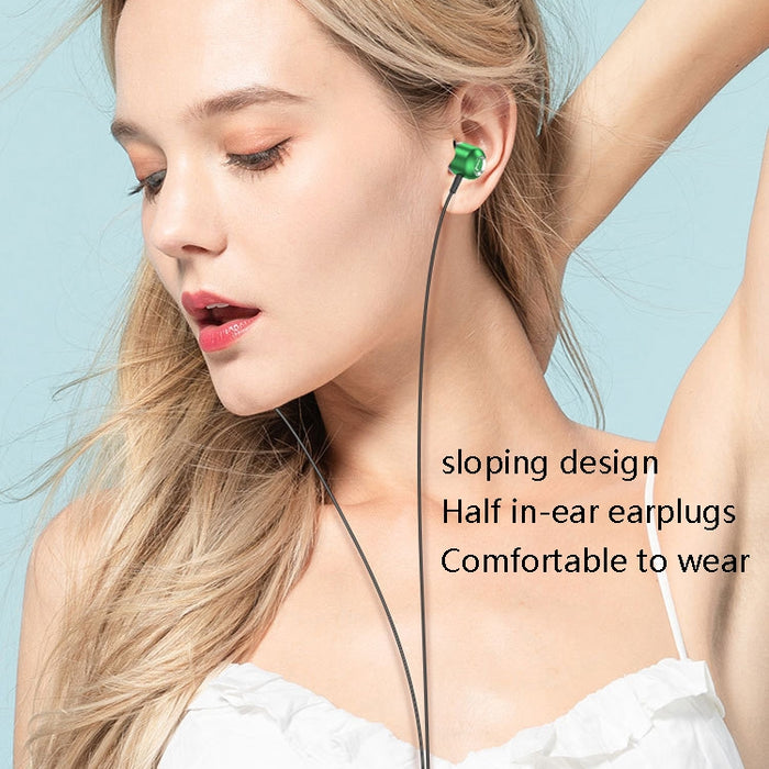 2 PCS TS6000 3.5mm Metal Codo In-Ear Auricular de control con cable con micrófono