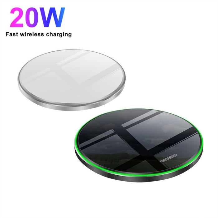 Cargador inalámbrico ultrafino con espejo de metal QI de 20 W
