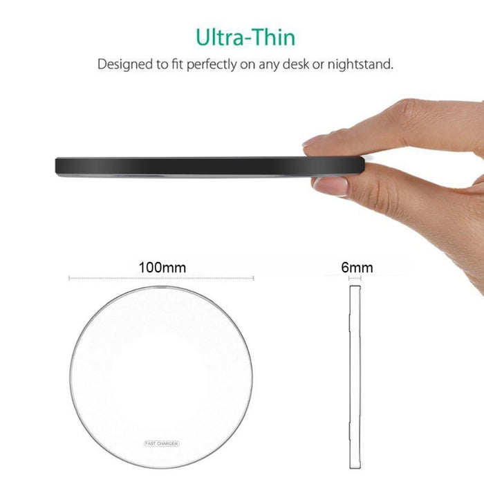 Cargador inalámbrico ultrafino con espejo de metal QI de 20 W