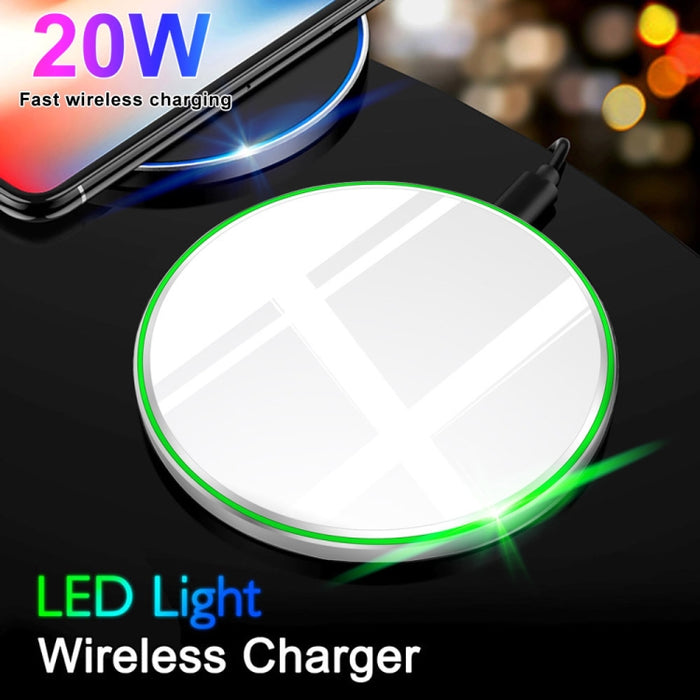 Cargador inalámbrico ultrafino con espejo de metal QI de 20 W