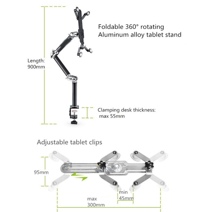TB-03 Soporte de aleación de aluminio para tableta PC Soporte de micrófono de cámara plegable para mesita de noche perezosa