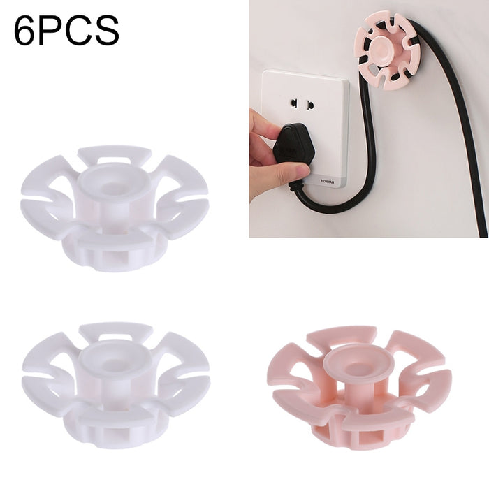 6 PCS Cable de alimentación Cable de datos Winder Traceless Paste Hook Cable Organizador