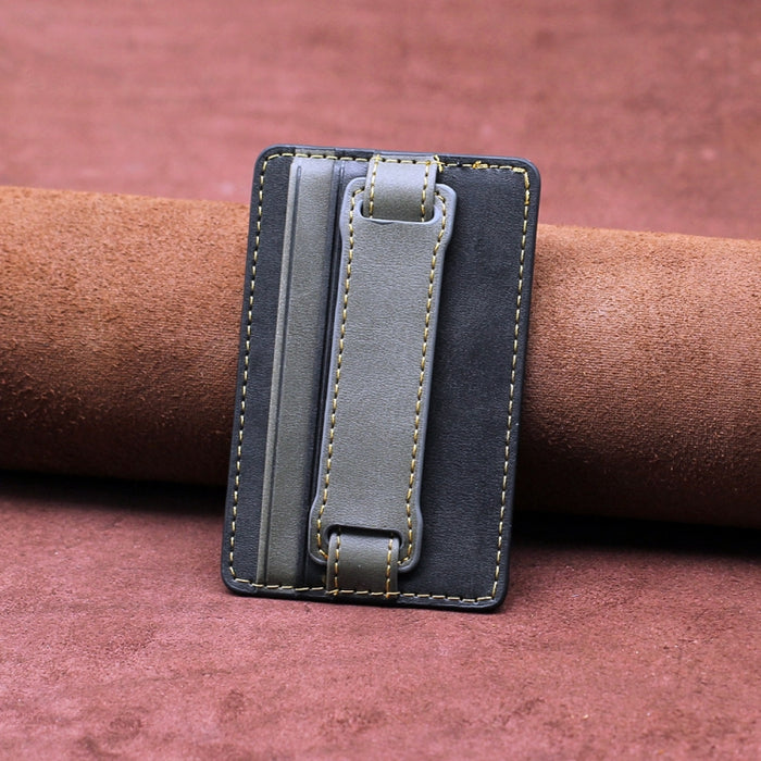 2 uds. Funda de cuero para tarjeta de teléfono, pegatina trasera, soporte para correa de muñeca