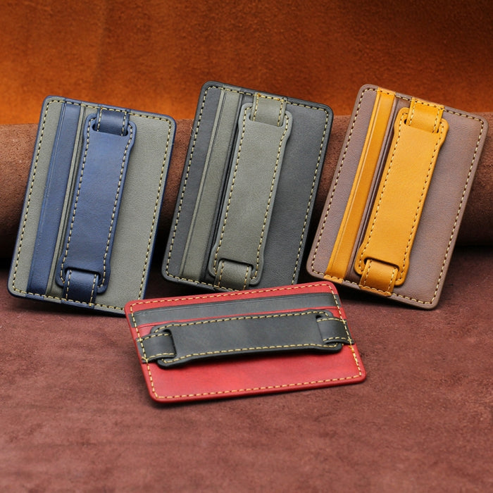2 uds. Funda de cuero para tarjeta de teléfono, pegatina trasera, soporte para correa de muñeca