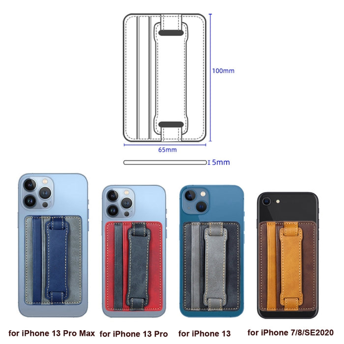 2 uds. Funda de cuero para tarjeta de teléfono, pegatina trasera, soporte para correa de muñeca