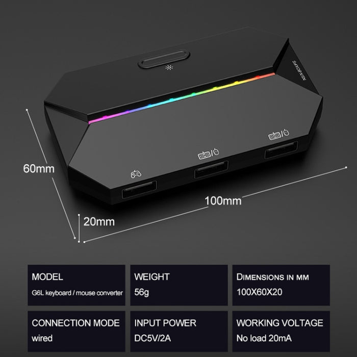 ZIYOU LANG G6L Gamepad To Keyboard Mouse Converter para Nintendo Switch / Xbox / PS4, Especificación: