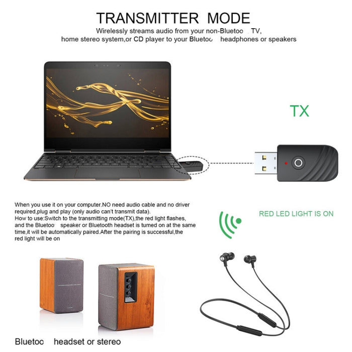Transmisor receptor de audio inalámbrico Bluetooth 5.0
