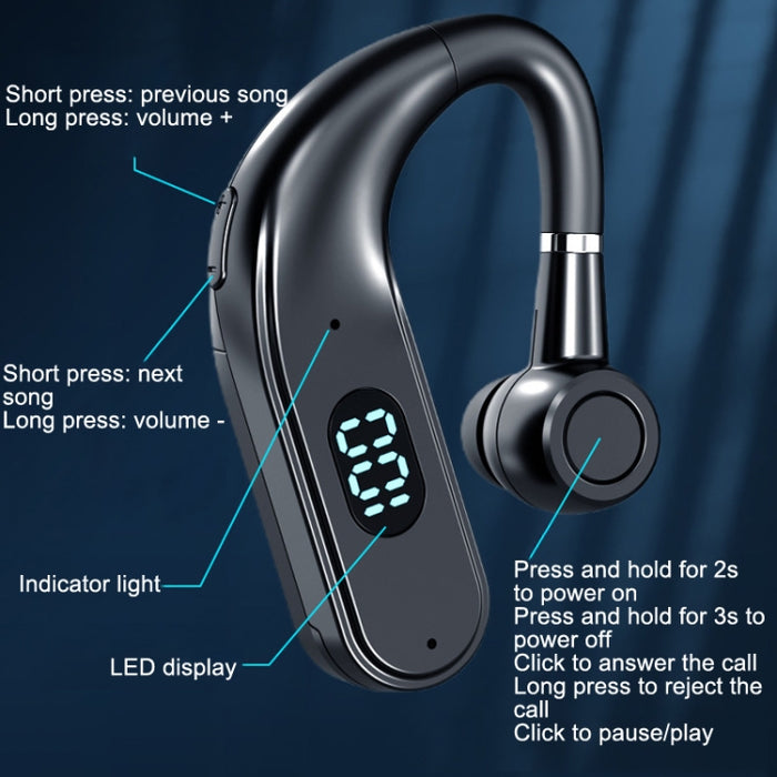 Bluetooth Business Hanging Ear Digital Display LED Sports Driving Auriculares