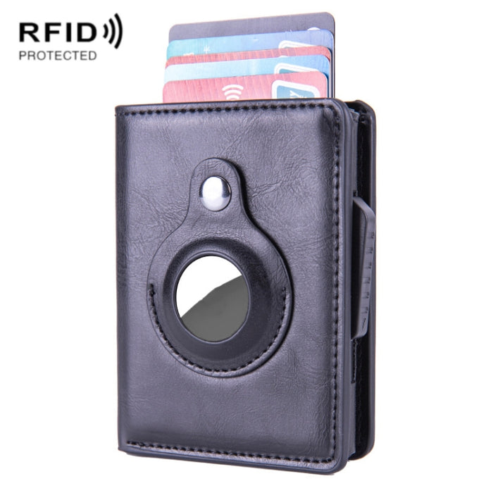 Portatarjetas de cuero cepillado antirrobo RFID X-80 para AirTag