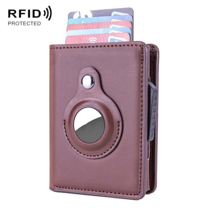 Portatarjetas de cuero cepillado antirrobo RFID X-80 para AirTag