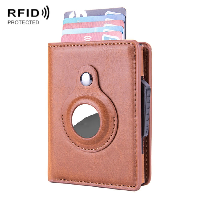 Portatarjetas de cuero cepillado antirrobo RFID X-80 para AirTag