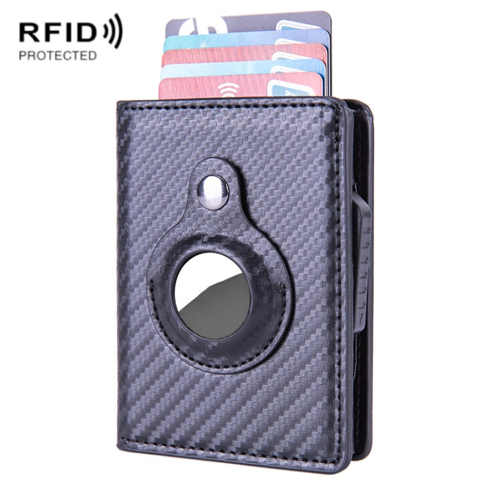 Portatarjetas de cuero cepillado antirrobo RFID X-80 para AirTag