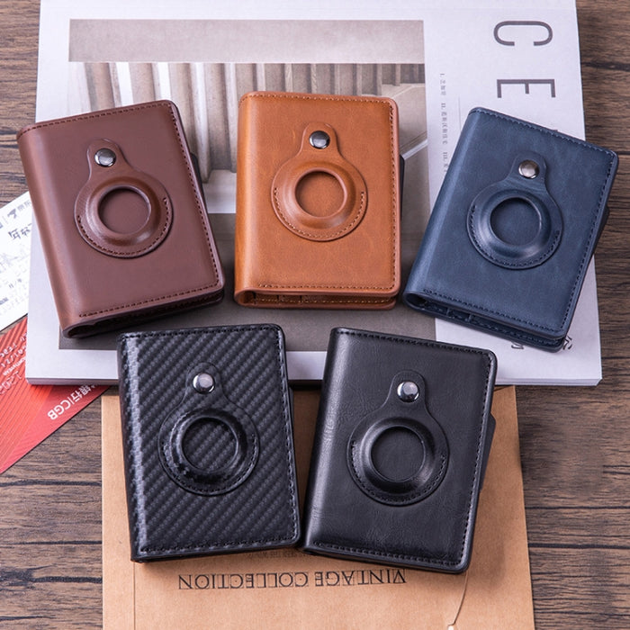 Portatarjetas de cuero cepillado antirrobo RFID X-80 para AirTag