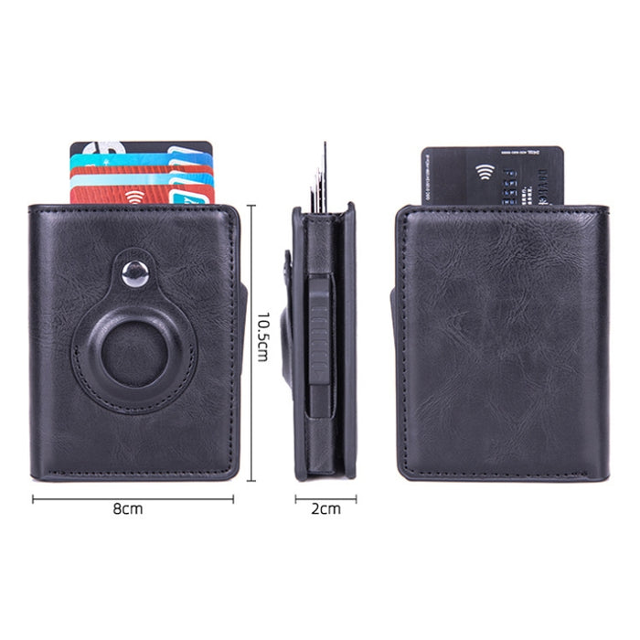 Portatarjetas de cuero cepillado antirrobo RFID X-80 para AirTag