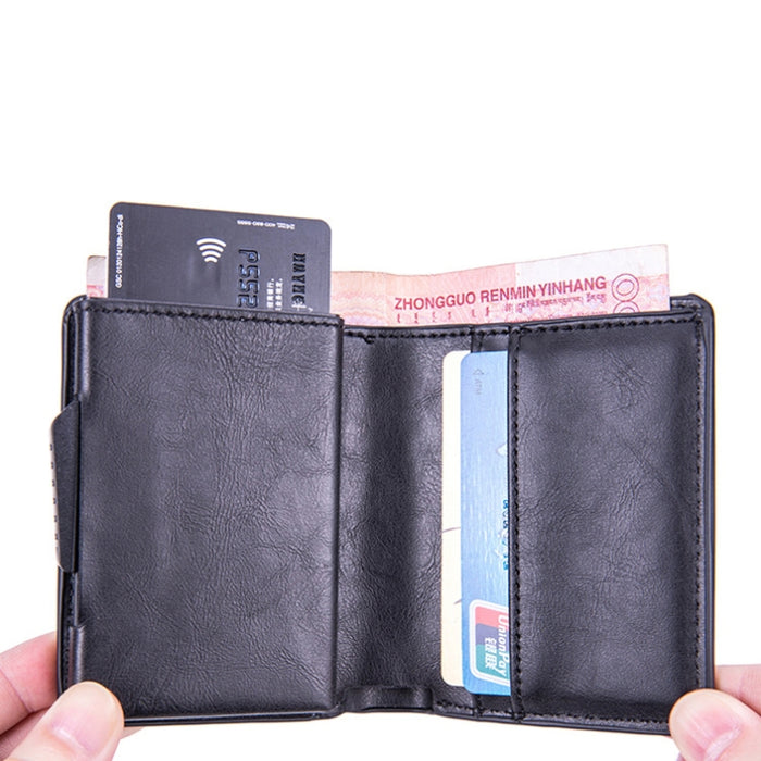 Portatarjetas de cuero cepillado antirrobo RFID X-80 para AirTag