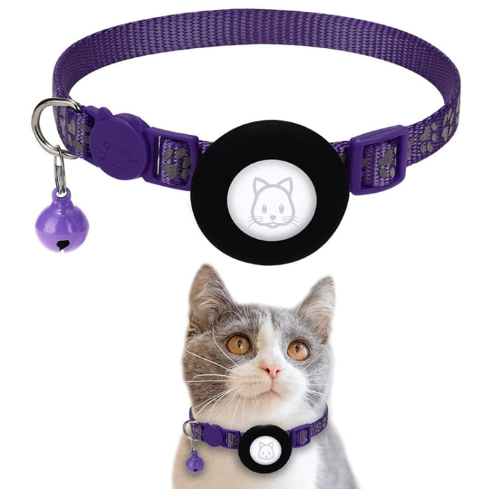 Collar reflectante Pet Cat con campana para Airtag Tracker
