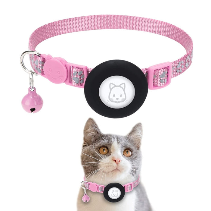 Collar reflectante Pet Cat con campana para Airtag Tracker