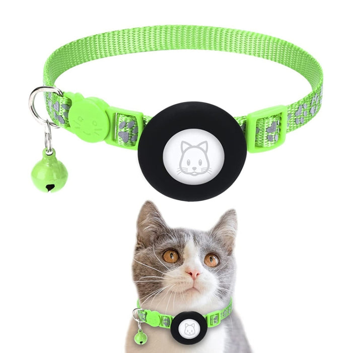 Collar reflectante Pet Cat con campana para Airtag Tracker