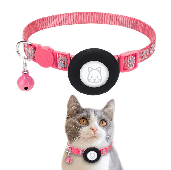 Collar reflectante Pet Cat con campana para Airtag Tracker