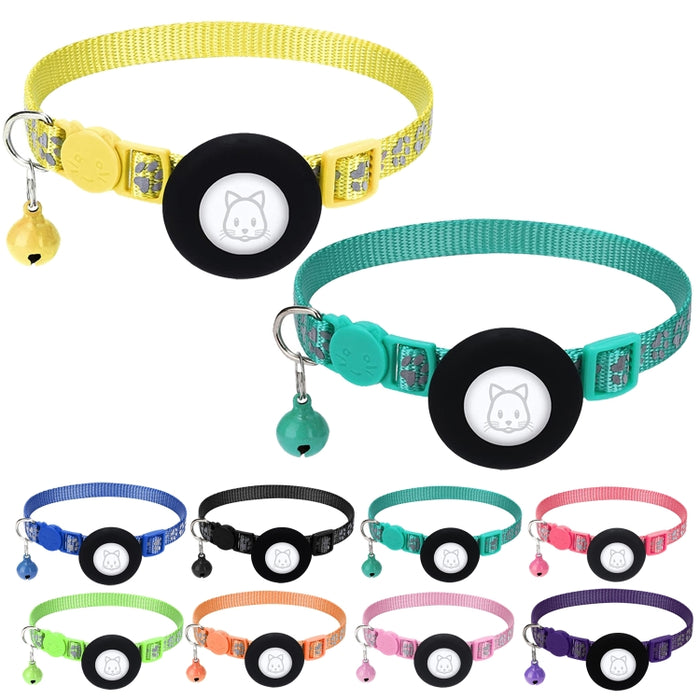 Collar reflectante Pet Cat con campana para Airtag Tracker