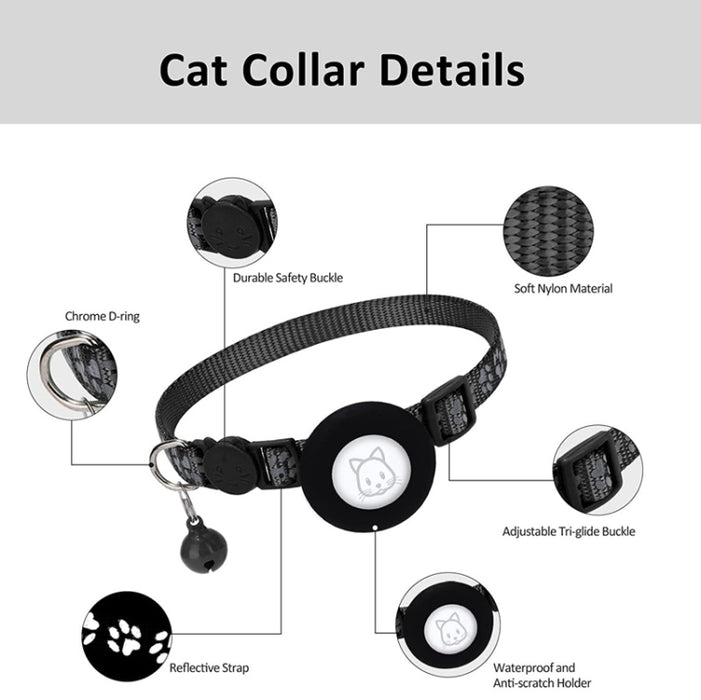 Collar reflectante Pet Cat con campana para Airtag Tracker
