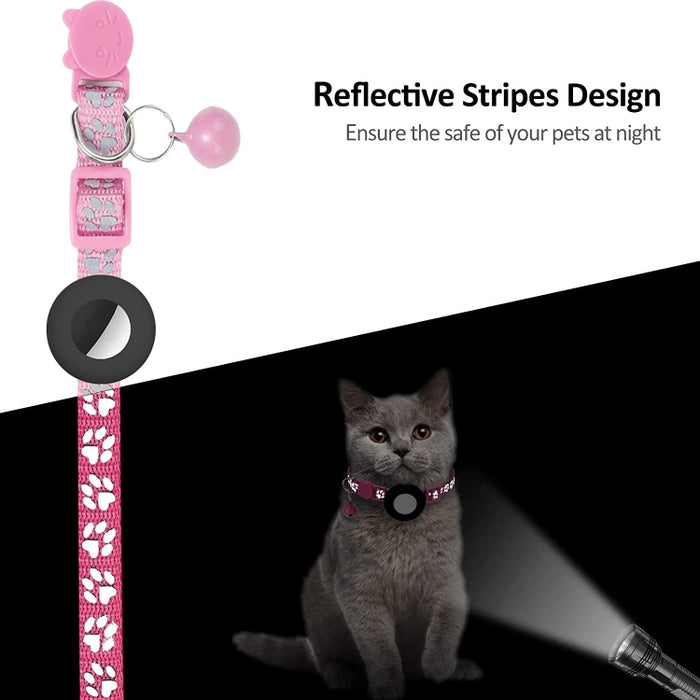 Collar reflectante Pet Cat con campana para Airtag Tracker