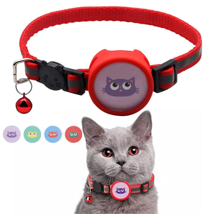 Collar reflectante para mascotas con campana para AirTag