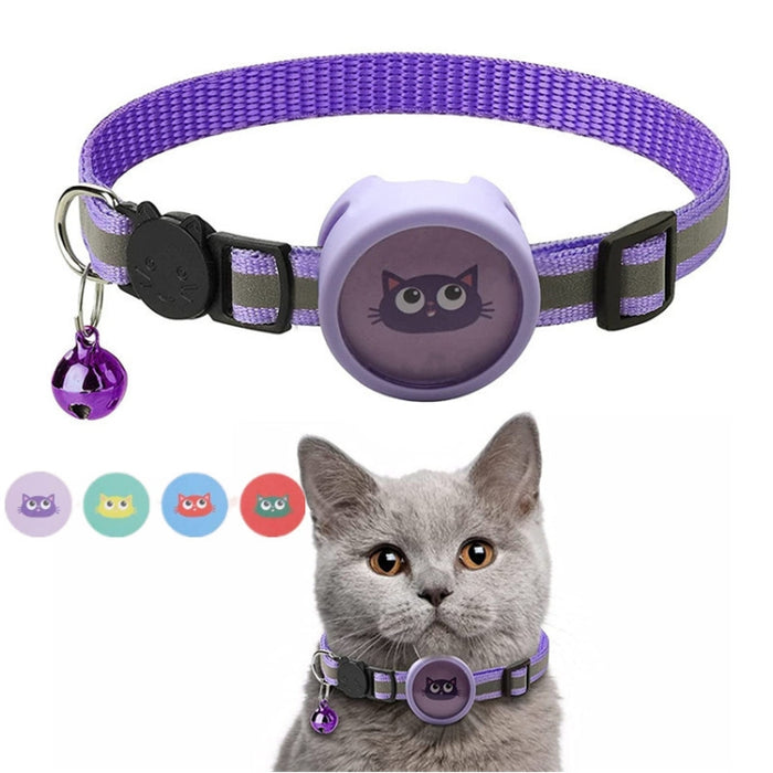 Collar reflectante para mascotas con campana para AirTag