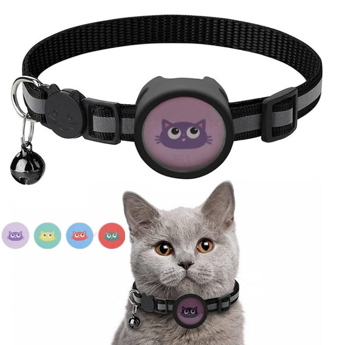 Collar reflectante para mascotas con campana para AirTag