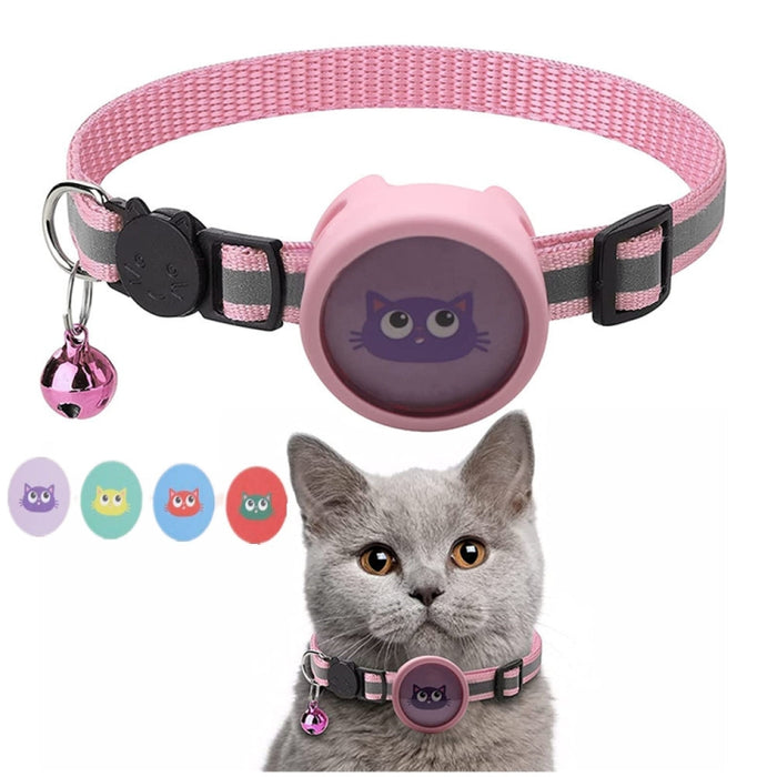 Collar reflectante para mascotas con campana para AirTag
