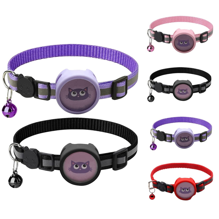 Collar reflectante para mascotas con campana para AirTag