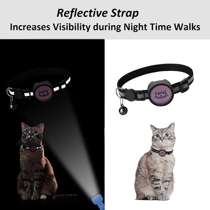 Collar reflectante para mascotas con campana para AirTag