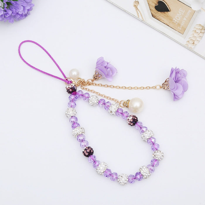 Pulsera de flor de yeso de arcilla de cerámica para niñas con cordón de teléfono móvil de cristal