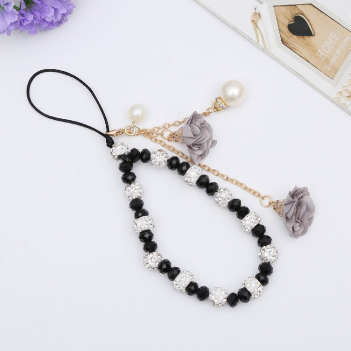Pulsera de flor de yeso de arcilla de cerámica para niñas con cordón de teléfono móvil de cristal