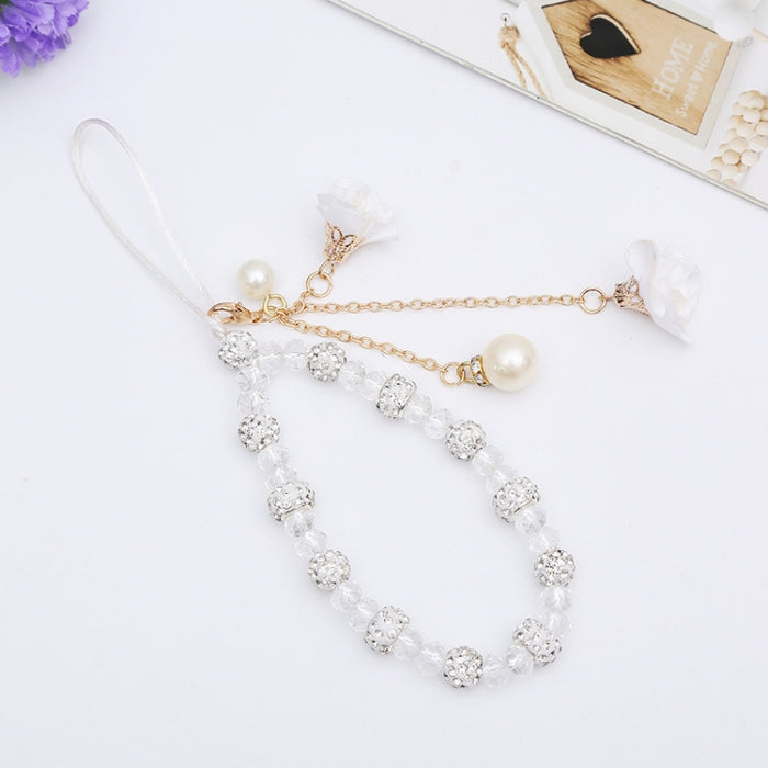 Pulsera de flor de yeso de arcilla de cerámica para niñas con cordón de teléfono móvil de cristal