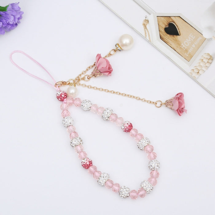 Pulsera de flor de yeso de arcilla de cerámica para niñas con cordón de teléfono móvil de cristal