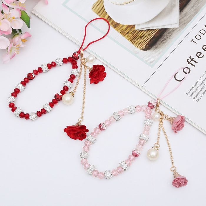 Pulsera de flor de yeso de arcilla de cerámica para niñas con cordón de teléfono móvil de cristal