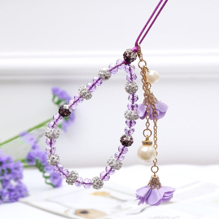 Pulsera de flor de yeso de arcilla de cerámica para niñas con cordón de teléfono móvil de cristal