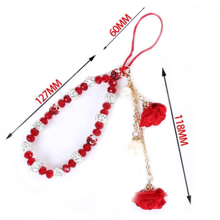 Pulsera de flor de yeso de arcilla de cerámica para niñas con cordón de teléfono móvil de cristal